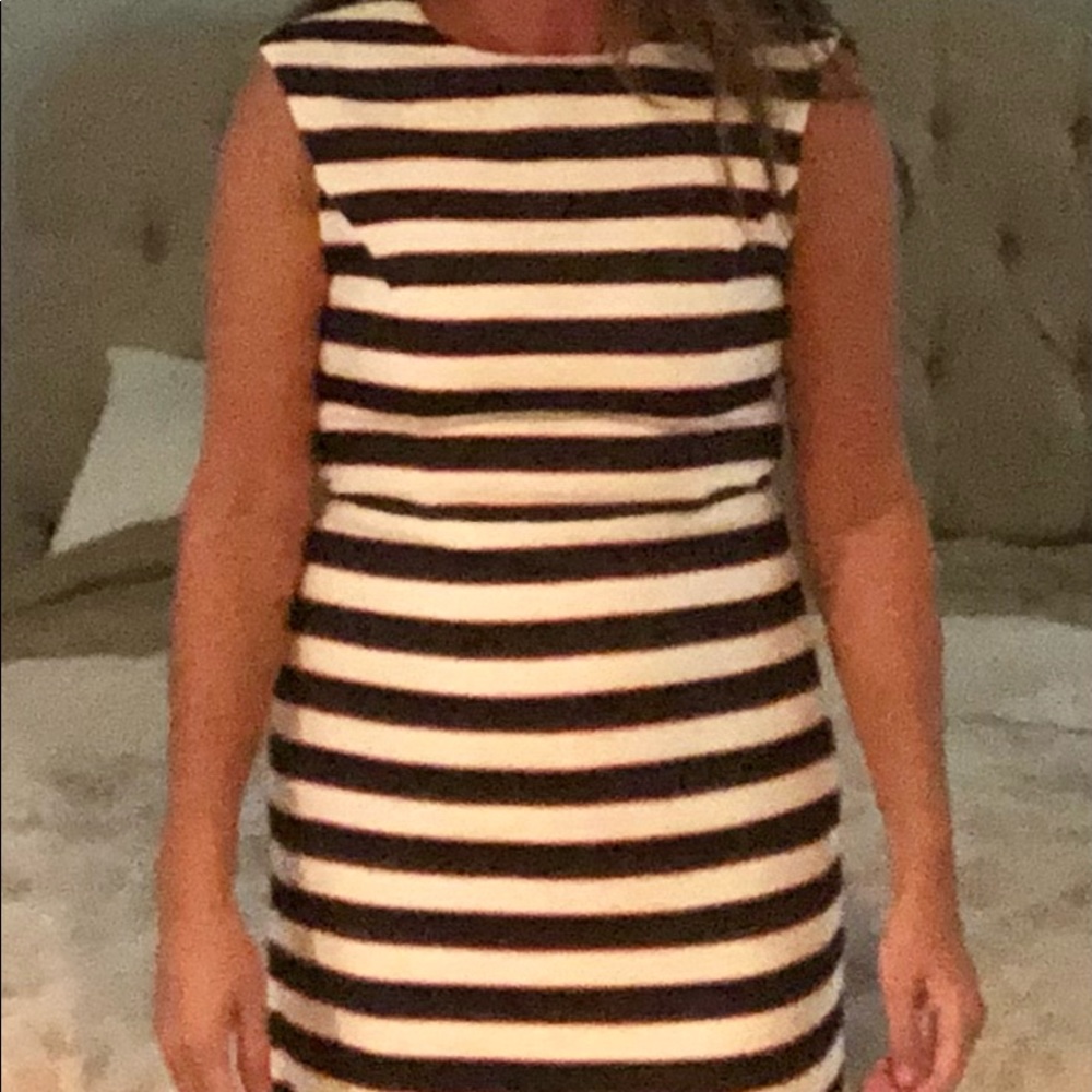 BR striped shift dress with textured fabric.